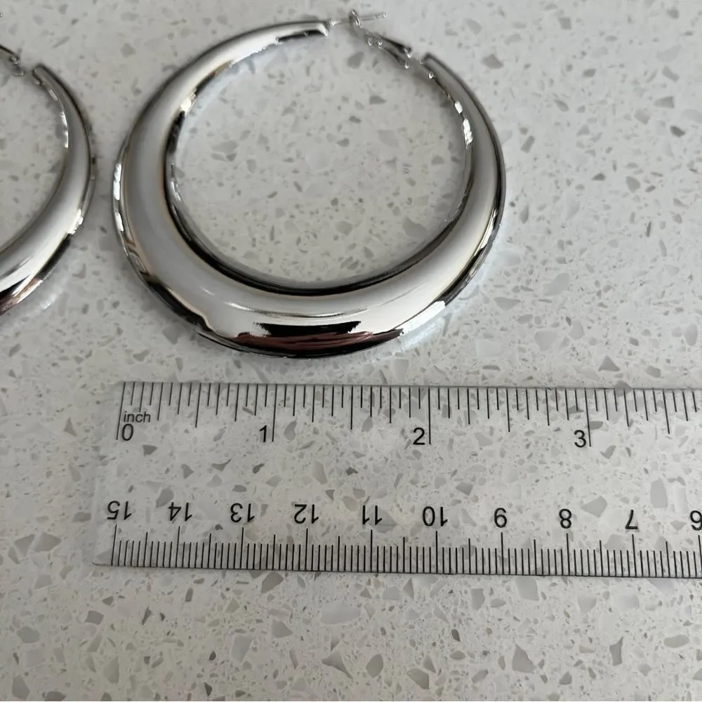 Minimalist‎ silver color Hoop Earrings